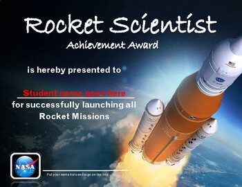 Preview of Rocket Scientist awards certificate - editable
