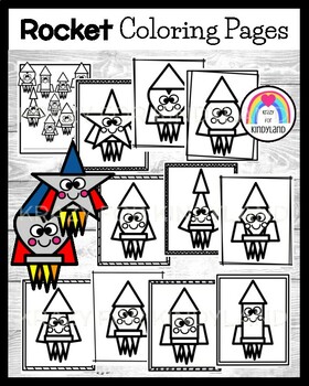 Preview of Rocket Shape Coloring Pages Outer Space Booklet: Preschool, Kindergarten