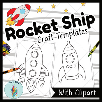 Preview of Rocket Ship Craft Templates: 16 Spaceship Outlines for Coloring & Art Activities
