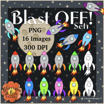 Preview of Rocket Ship Space Clip Art - Blast OFF Set 1