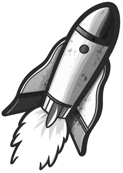 rocketship clip art black and white