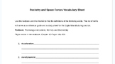 Rocketry and Space Forces Vocabulary Sheet