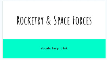 Preview of Rocketry and Space Forces Vocabulary Slides