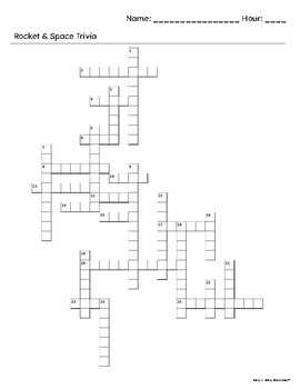 Rockets Space Trivia Crossword Puzzle by Bincs Alley TPT