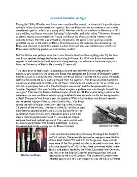 Preview of World History Reading Comprehension Activity: WW2, Rockets and Wernher von Braun