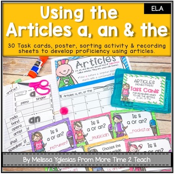 Preview of Adjectives: Articles A, An, & The {Task Cards, Poster, & Sorting Activity}