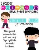 Editable Newsletter Templates (12 included): Rockin' Kids Theme