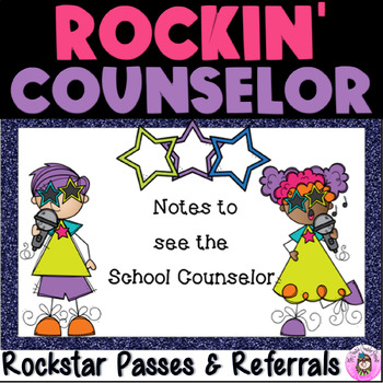 Preview of Rockin' Rockstar School Counselor Referral and Passes Forms Pack