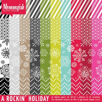 Preview of Rockin' The Holidays | 40 Digital Papers for TpT CU