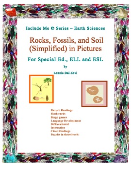 Preview of Rocks, Fossils and Soil (Simplified) in Pictures for Special Ed., ELL and ESL