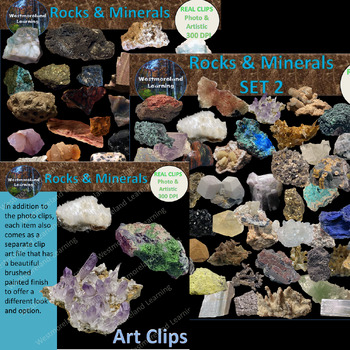 Preview of Rocks & Minerals Clip Art Digital Stickers Giant 2 Set Bundle