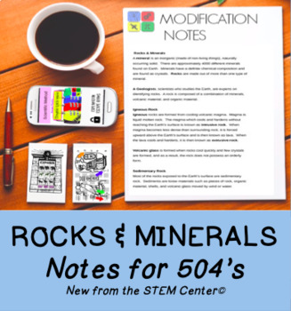 Preview of Rocks & Minerals Notes: Great for 504 IEP Accommodation or Modification