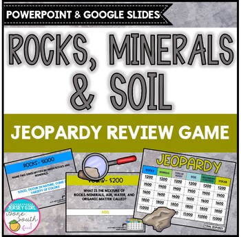 Preview of Rocks, Minerals, & Soil Jeopardy Review Game - PowerPoint & Google Slides™