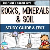 Rocks, Minerals, & Soil Study Guide & Test - Print & Digital