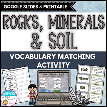 Preview of Rocks, Minerals, & Soil Vocabulary Matching Activity - Print & Digital