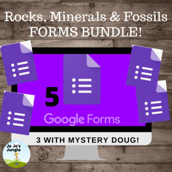 Preview of Rocks Minerals and FOSSILS 5 Google™ Forms BUNDLE
