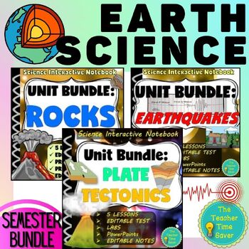 Preview of Rocks, Plate Tectonics Curriculum Bundle | Middle School Earth Science Notebook
