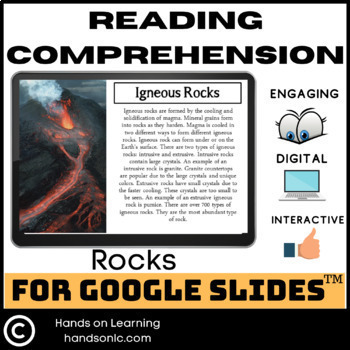 Preview of Rocks Reading Comprehension for Google Slides