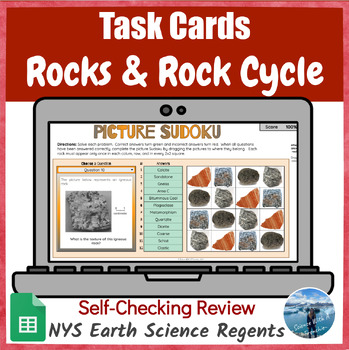 Preview of FREE: Rocks & Rock Cycle Task Cards | Digital Review Activity | NYS Regents