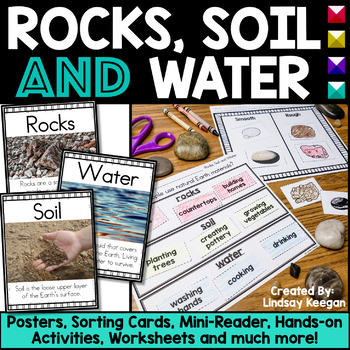 Preview of Rocks, Soil and Water Science Worksheets and Activities for Kindergarten and 1st