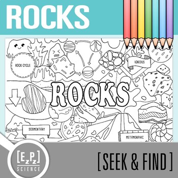 Preview of Rocks Vocabulary Search Activity | Seek and Find Science Doodle