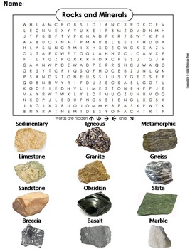 Types of Rocks and Minerals Word Search by Science Spot | TpT