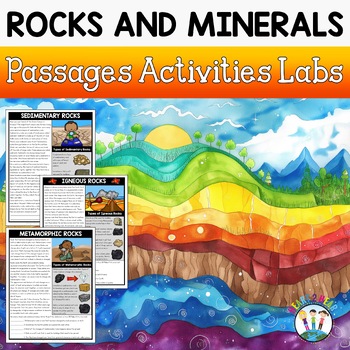 Preview of Rocks and Minerals Reading Comprehension Passages Worksheets Unit The Rock Cycle