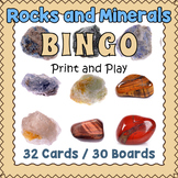 Rocks and Minerals BINGO & Memory Matching Card Game Activity