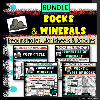 Preview of Rocks and Minerals - BUNDLE of Reading Notes, Worksheets and Doodle Activities