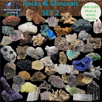 Preview of Rocks and Minerals Clip Art Digital Stickers SET 2 Science