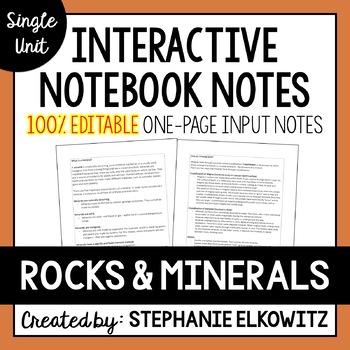Preview of Rocks and Minerals Editable Notes
