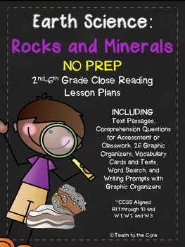 Preview of Rocks/Minerals NO PREP Close Reading Plans w/Assessment- 2nd-6th grade