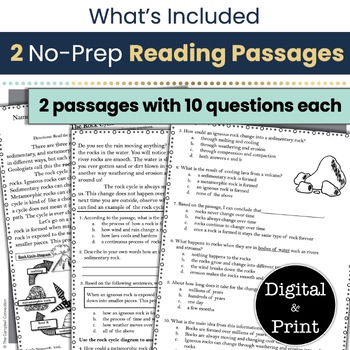 Rocks and Minerals Worksheets | Reading Comprehension Passages | TpT