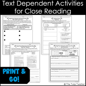 Rocks and Minerals Reading Comprehension Paired Passages by The Tulip