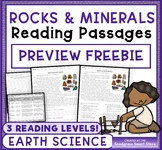 Rocks and Minerals: Reading Comprehension Passage Preview FREEBIE