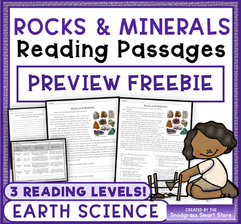Preview of Rocks and Minerals: Reading Comprehension Passage Preview FREEBIE