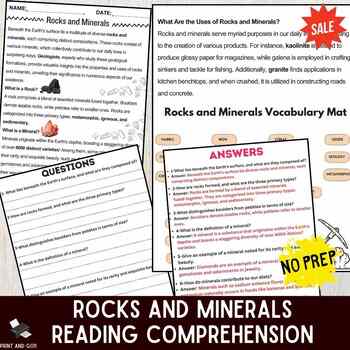 Preview of Rocks and Minerals Reading Passage | Biology Unit