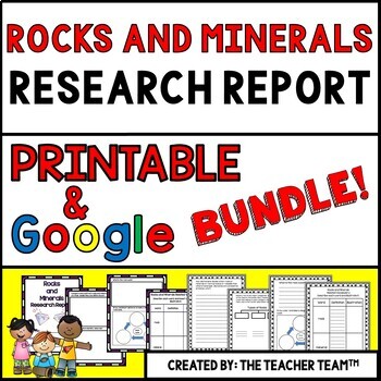 Preview of Rocks and Minerals Report Printable and Google Slides Bundle