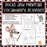 Rocks and Minerals Science Vocabulary Worksheets