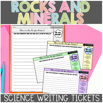 Preview of Rocks and Minerals Types of Rocks Rock Cycle Earth Science Exit Tickets Prompts