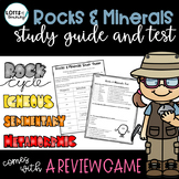 Rocks and Minerals Study Guide and Test