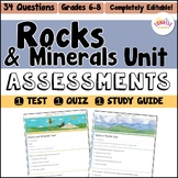 Rocks and Minerals Test Rock Cycle Rock Types Igneous Sedi