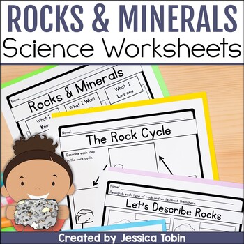 Preview of Rocks and Minerals Worksheets & Passages, Types of Rocks & Rock Cycle Worksheets