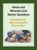 Rocks and Minerals Unit Starter Questions for High School 