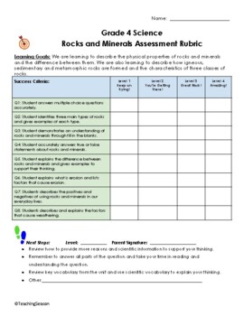 Preview of Rocks and Minerals Unit Test - Grade 4 Science
