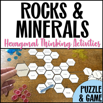 Preview of Rocks and Minerals Vocab Terms Hexagonal Thinking Activity Puzzle & Review Game