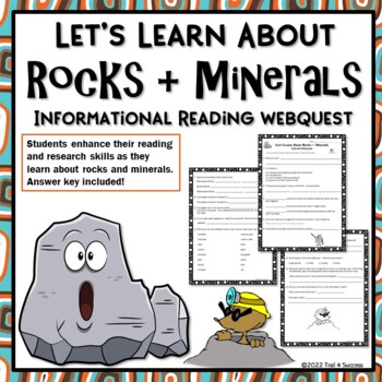 Preview of Rocks and Minerals Webquest Worksheets Internet Reading Research Lesson