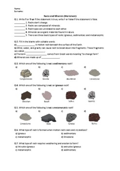 Preview of Rocks and Minerals - Worksheet | Easel Activity & Printable PDF