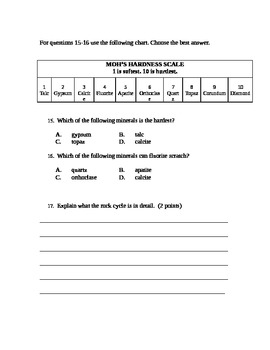 worksheets minerals 3 rocks science and grade test 4th JCoe  Rocks grade by  and Minerals Pay Teachers