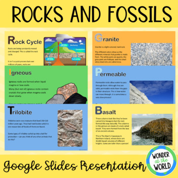 Rocks and fossils A-Z Google Slides slide show presentation | TPT